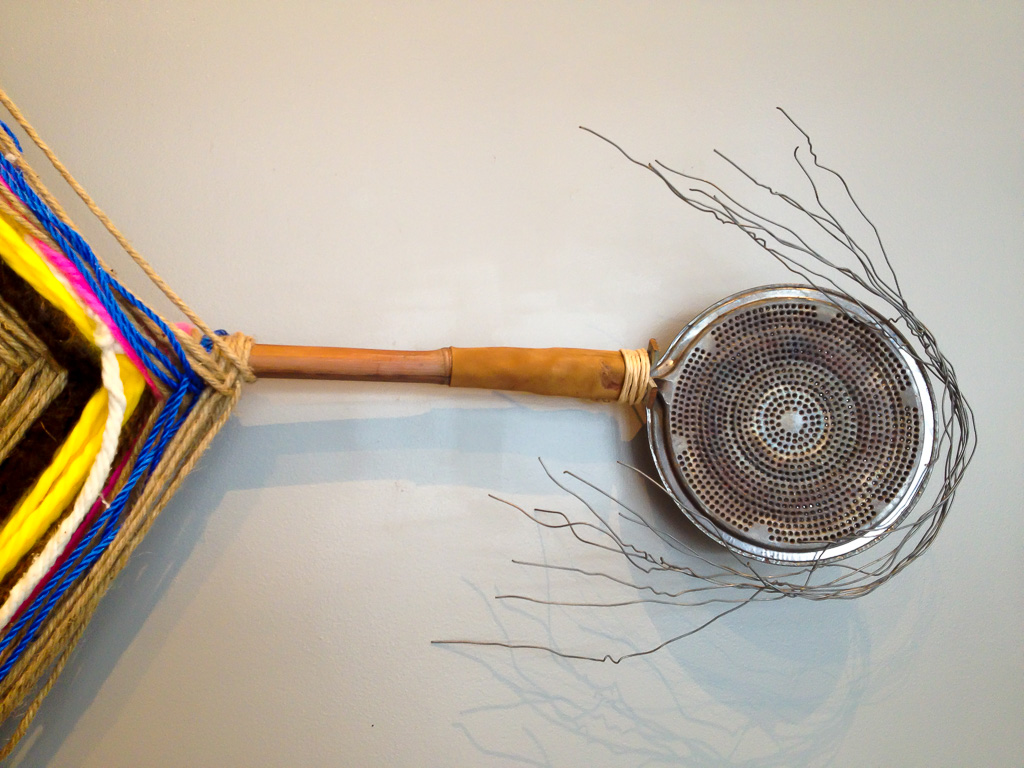 Ojo de Dios (Sikuli) detail 2, mixed media, 78"H x 62"W x 9"D