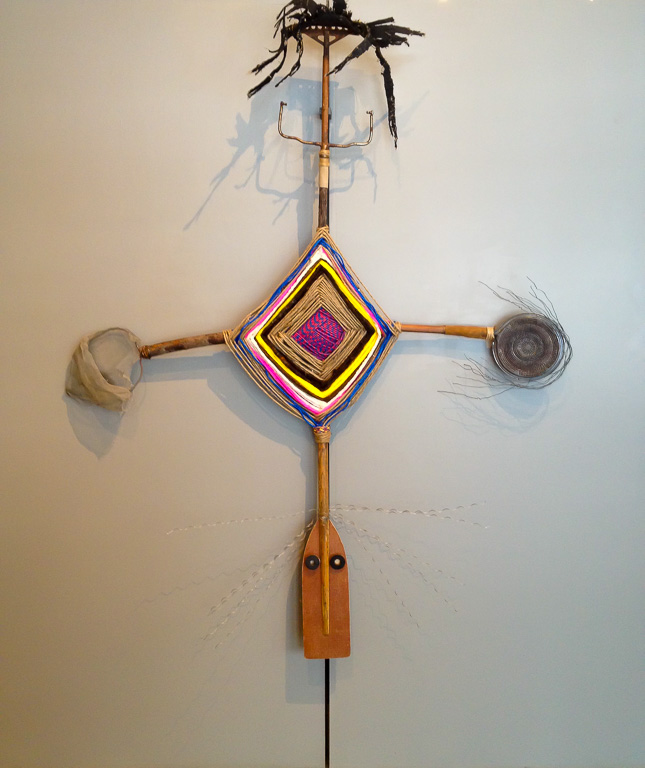 Ojo de Dios (Sikuli), mixed media, 78"H x 62"W x 9"D